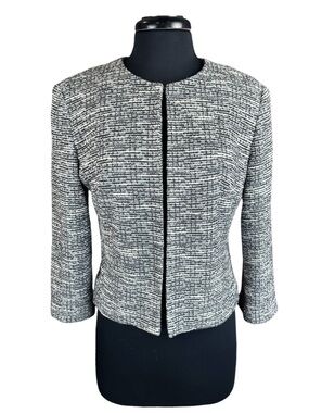 Karl Lagerfeld Paris Black & White Cropped Tweed Jacket Size S